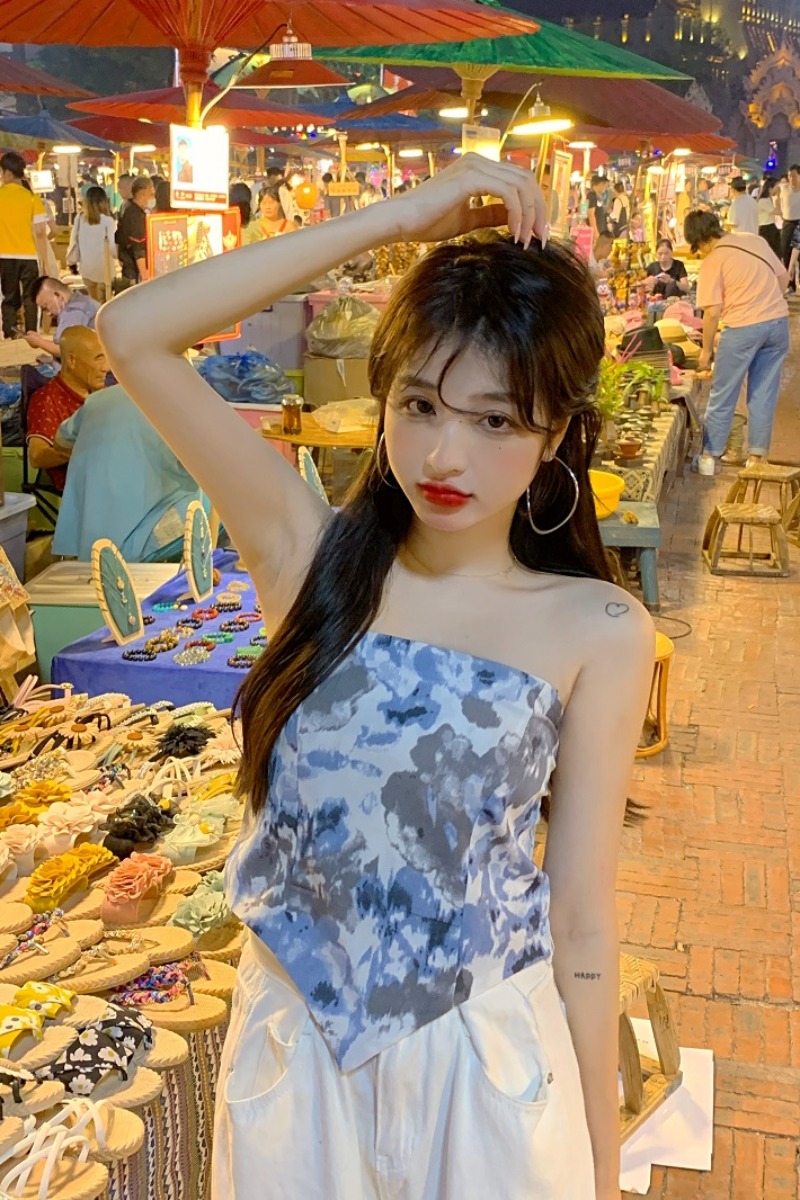 Tie Dye Brassiere Vest Women''s Summer Triangle Scarf