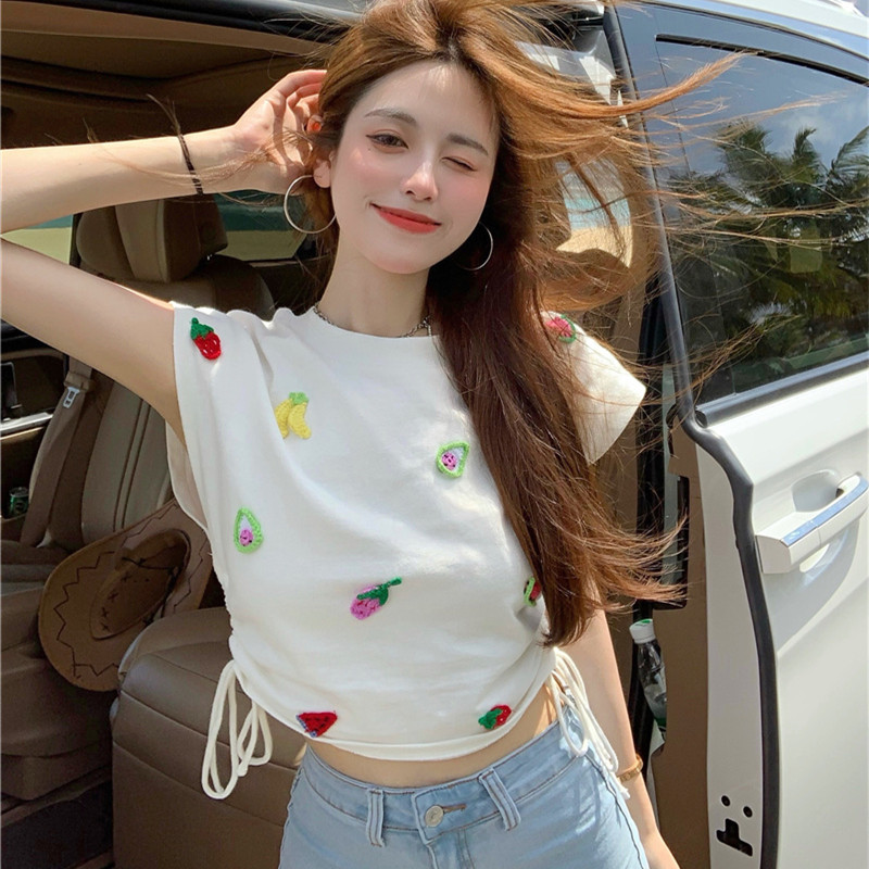 Embroidered Slim White Sleeveless Tank Top