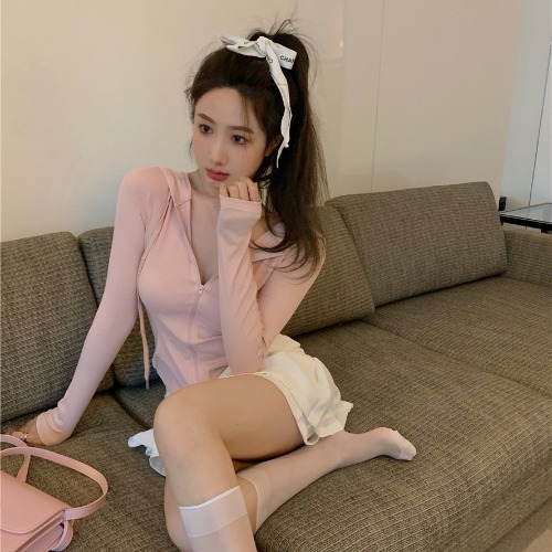 Zip Hooded Short Cardigan Small Jacket