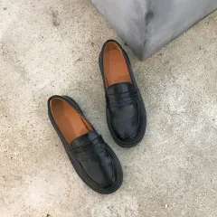 British College Style Small Leather Shoes - Black - View 1