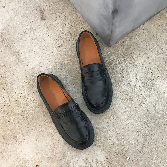 British College Style Small Leather Shoes Black - Shop at LoveMi
