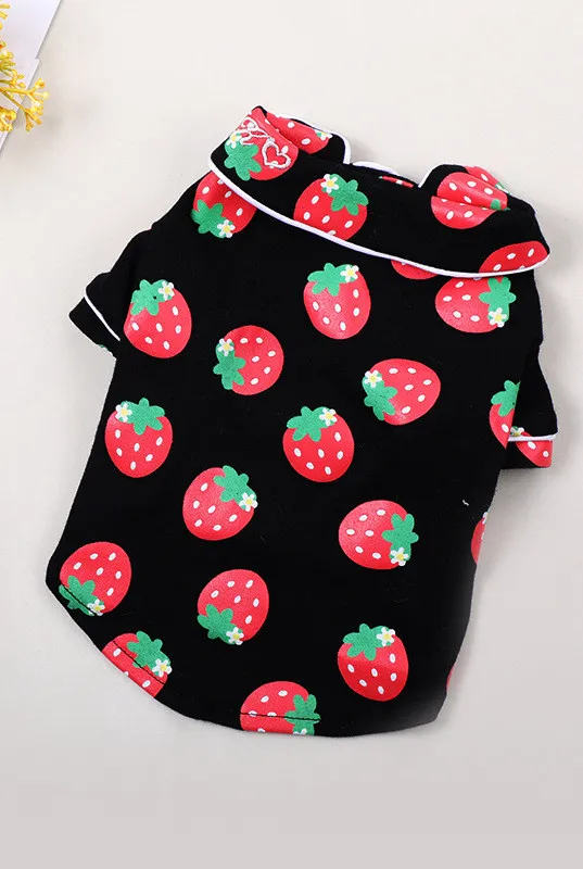 Spring And Summer Dog Clothes Cotton Home Clothes Teddy Pet Air Conditioned Room Black Strawberry - Shop at LoveMi