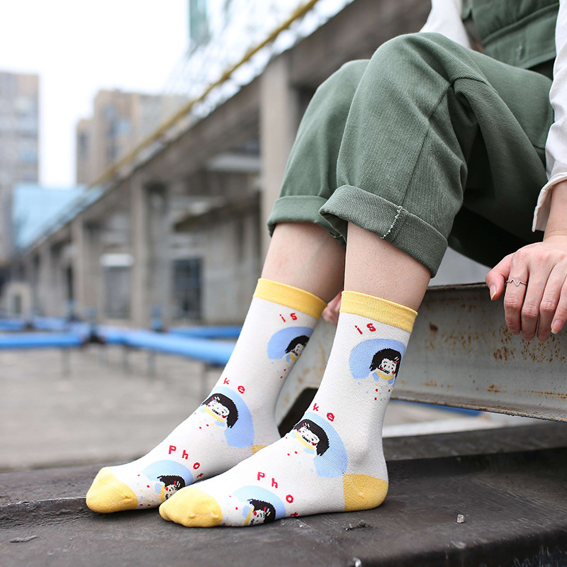 Title 5, Cute Girl Strawberry Cow Cartoon Socks