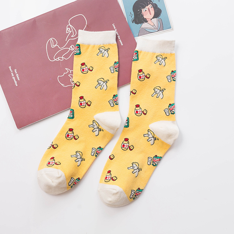 Title 8, Cute Girl Strawberry Cow Cartoon Socks