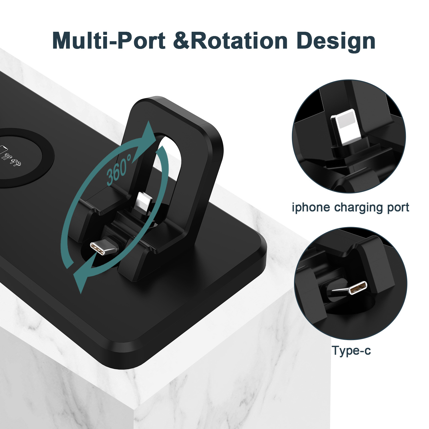 Wireless Charger Multifunctional Six-In-One All-In-One Bracket 15W Wireless Charger - Image 3