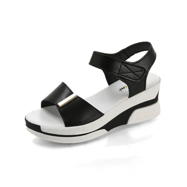 Fish Mouth Sandals Women's Platform High heeled Wedge Velcro Black - Shop at LoveMi