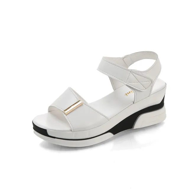 Fish Mouth Sandals Women's Platform High heeled Wedge Velcro White - Shop at LoveMi