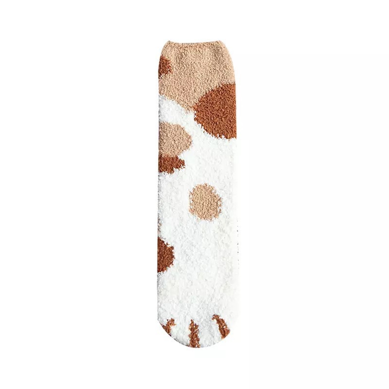 Home Coral Fleece Plus Velvet Towel Floor Sleep Socks