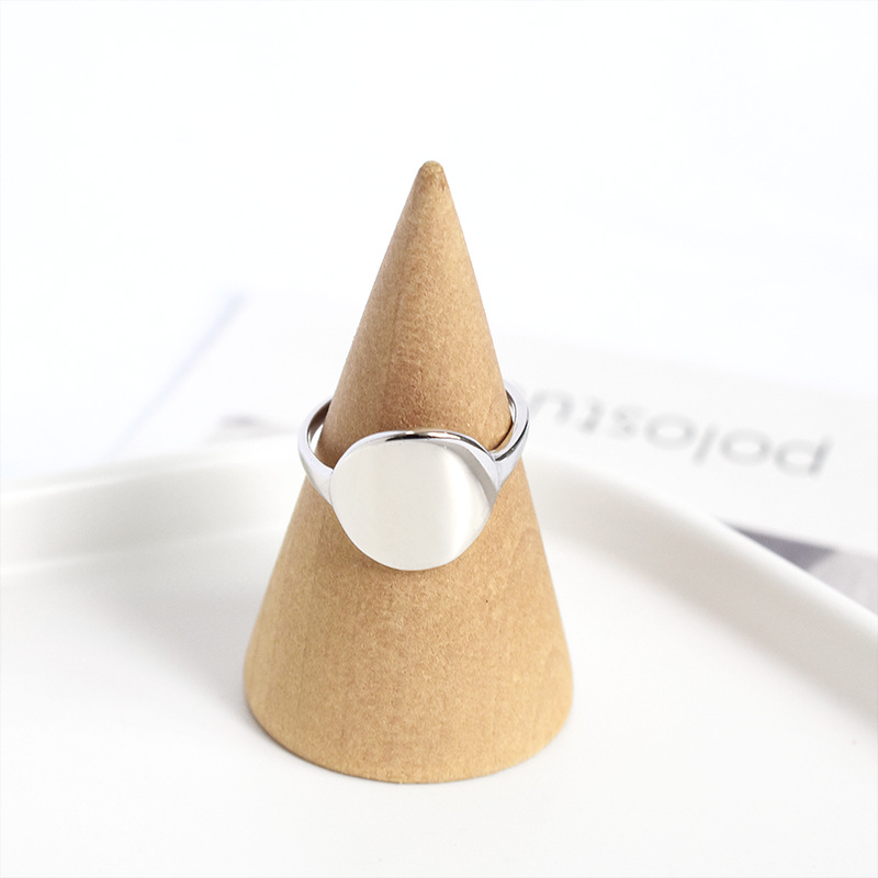 S925 Sterling Silver Glossy Circle Ring Trendy