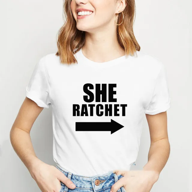 Short sleeved T shirt Women's Bottoming Shirt Through Friends Friends Printing Girlfriends Outfit 14147White - Shop at LoveMi