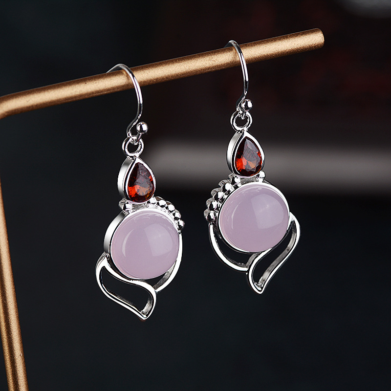 Hibiscus Stone  Crystal Earrings Drop Pear-shaped Earrings