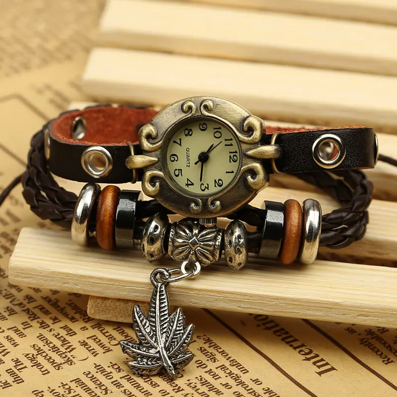 Factory Direct Genuine Leather Bracelet Watch Retro