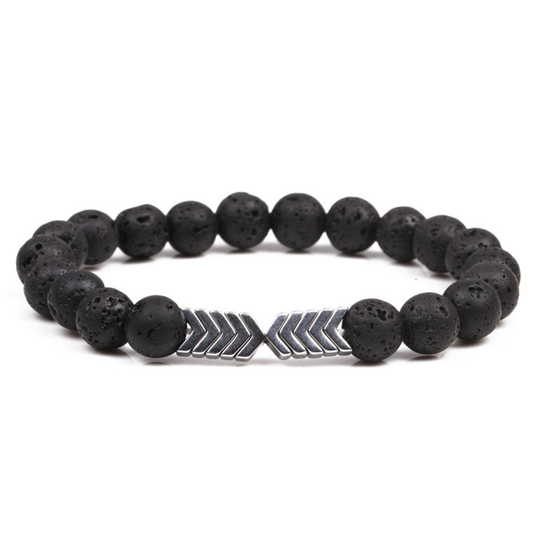 8mm Energy Stone Small V Volcanic Stone Bracelet