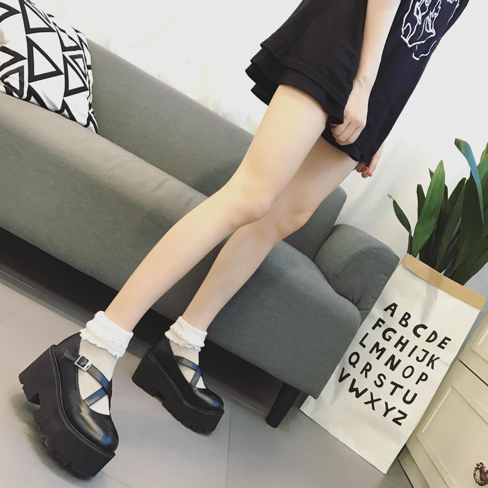 Japanese Soft Girl Cross Buckle Strap Harajuku Small Leather Shoes