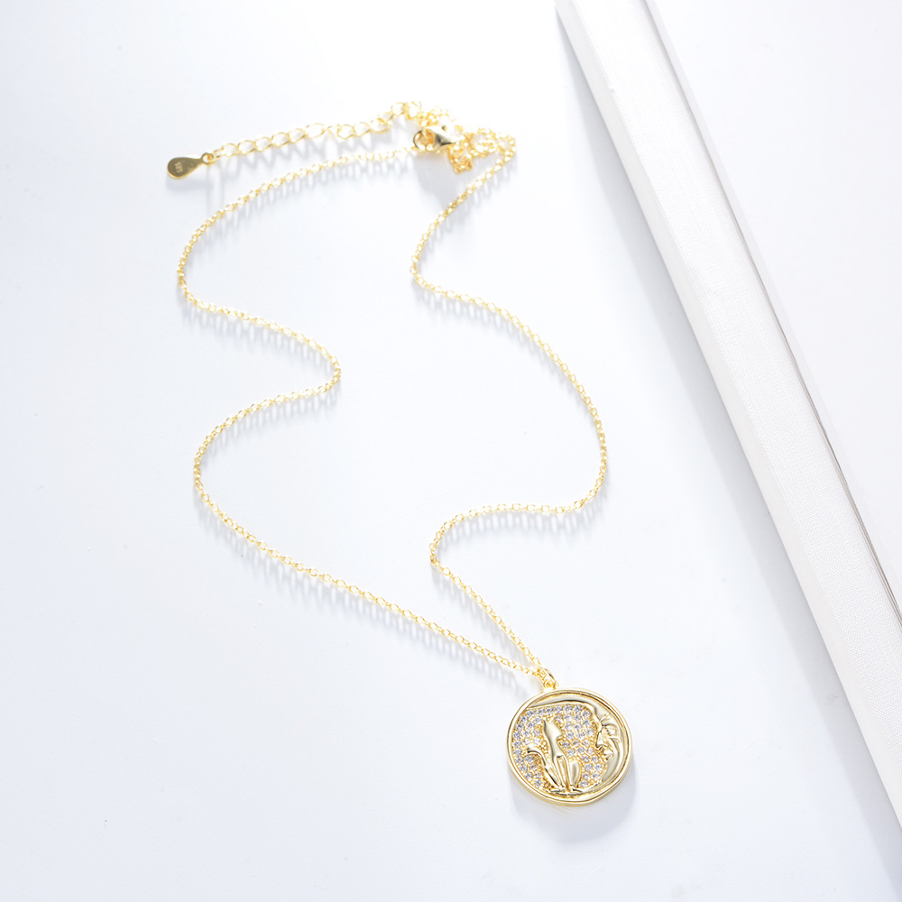 Micro-inlaid Zircon Cat Pendant Necklace