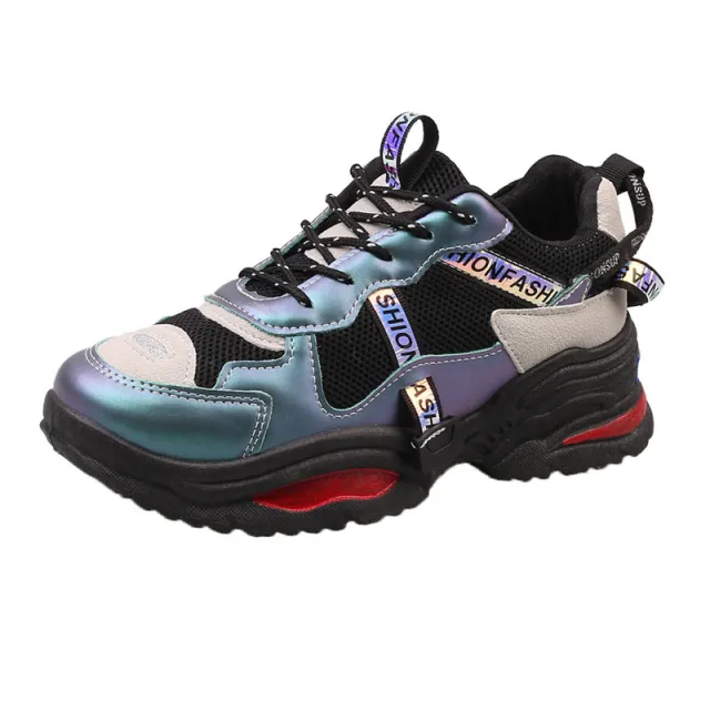 Cross Border 42 Large Size Women'S Shoes Autumn New Mesh Fabric Color Matching Old Shoes Student Platform Casual Sports Shoes Trend Black - Shop at LoveMi