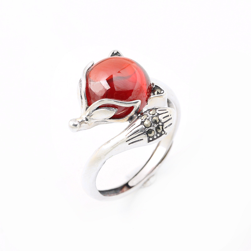 S925 Fine Fox Animal Ring Sterling Silver lord noble