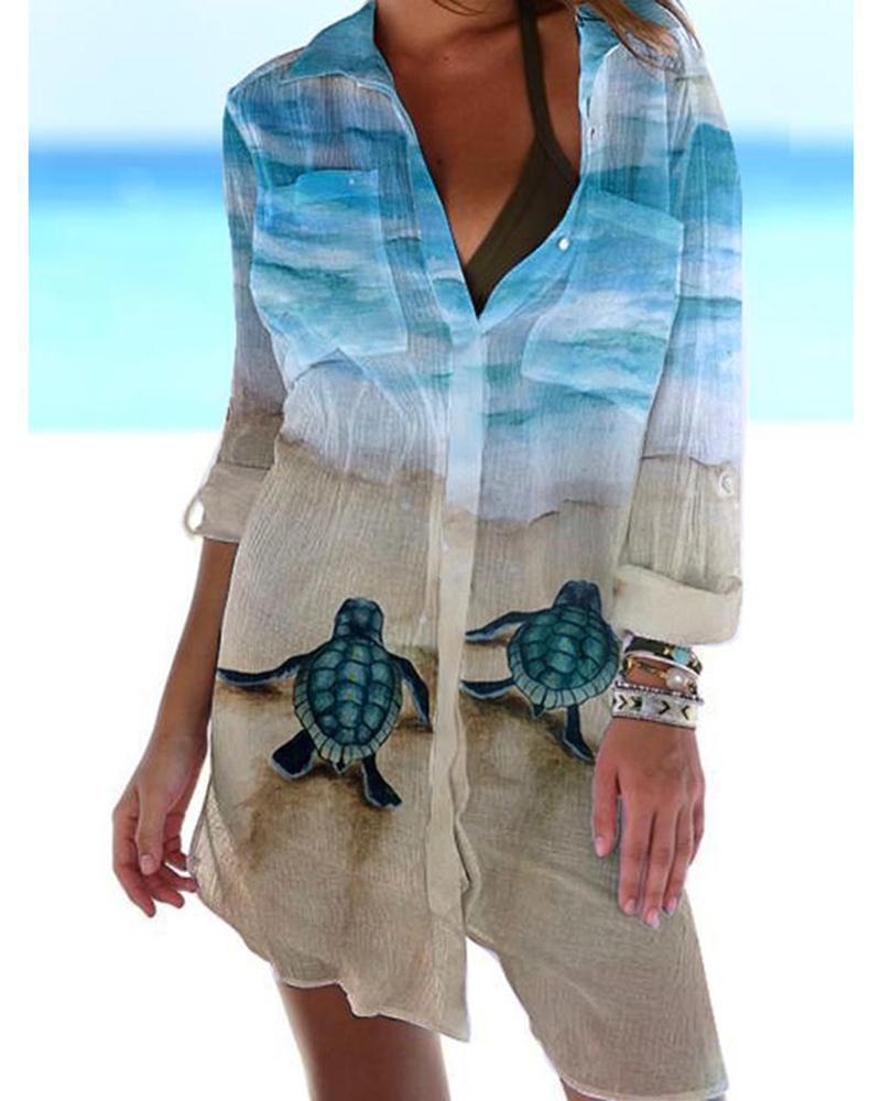 Summer New Turtle Beach Long Cardigan Shirt