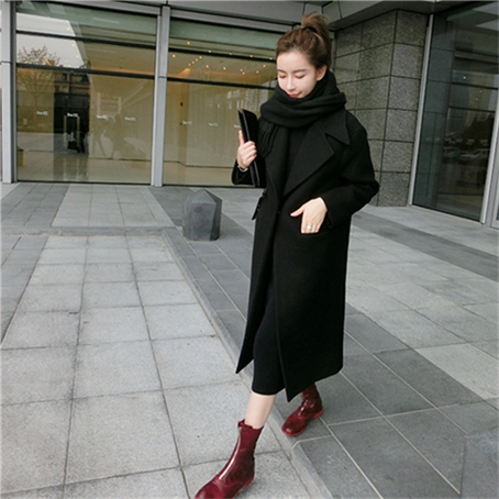 Mid-Length Korean Style Loose And Thin Thickened Over-The-Knee Cashmere Coat