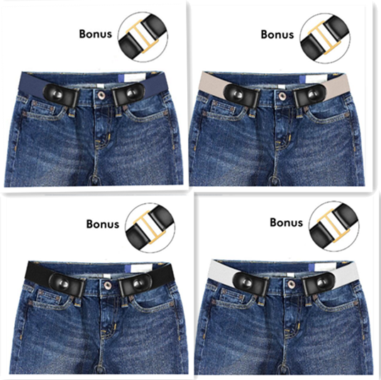  Buckle-Free Belt For Jean Pants,Dresses,No Buckle Stretch Elastic Waist Belt For Women Men,No Bulge,No Hassle Waist Belt