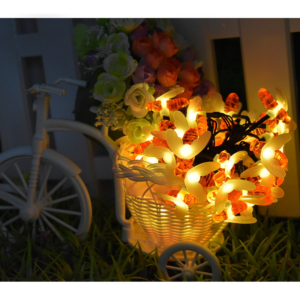 LED Outdoor Solar Lamp String Lights Fairy Holiday Christmas Party Garland Solar Garden Waterproof Linghting Bee — foto 10