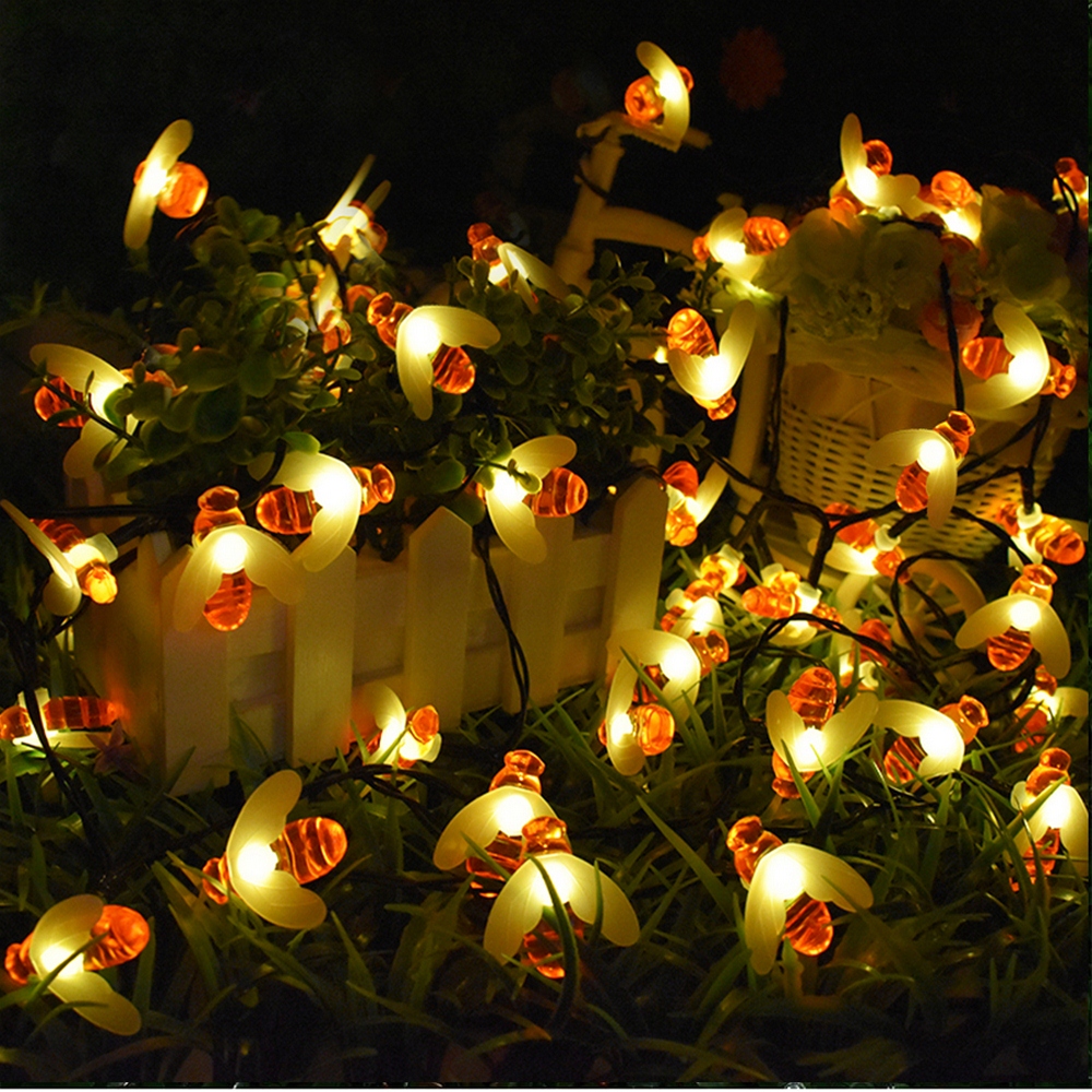 LED Outdoor Solar Lamp String Lights Fairy Holiday Christmas Party Garland Solar Garden Waterproof Linghting Bee — foto 7