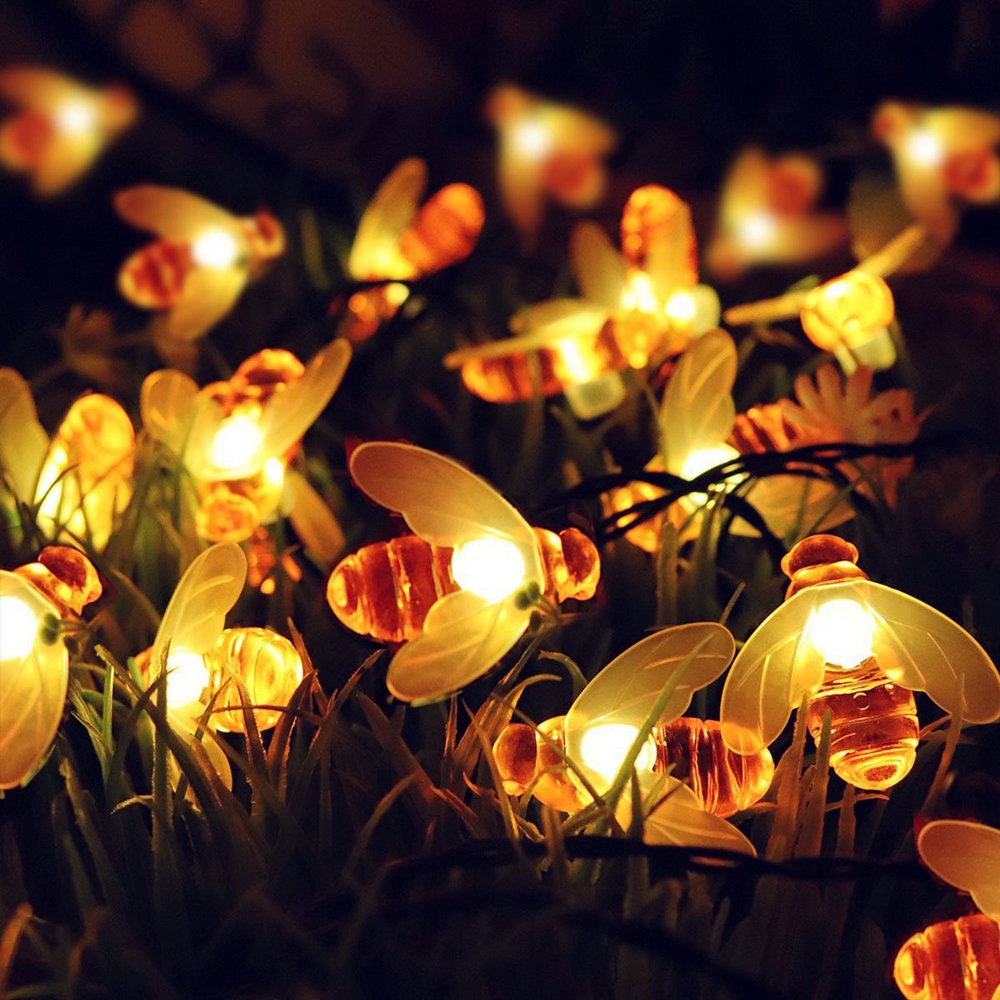 LED Outdoor Solar Lamp String Lights Fairy Holiday Christmas Party Garland Solar Garden Waterproof Linghting Bee — foto 9
