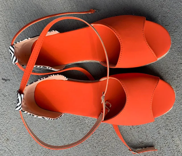 Wedge Heel Platform Woven Espadrilles Sandals Orange - Shop at LoveMi