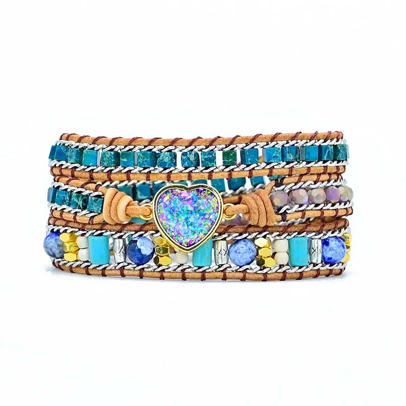 Title 3, Couleur Bracelet tressé en cuir opale bleu