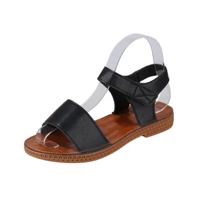 Low heel Square Heel Velcro Beach Shoes Black - Shop at LoveMi