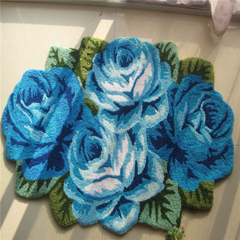 Fashion Decorative Carpet Pink Rose Flower Floor Mat