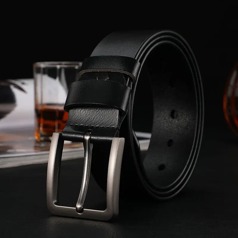 Leather Belt Men'S Cowhide Suit Trouser Business Pin Buckle