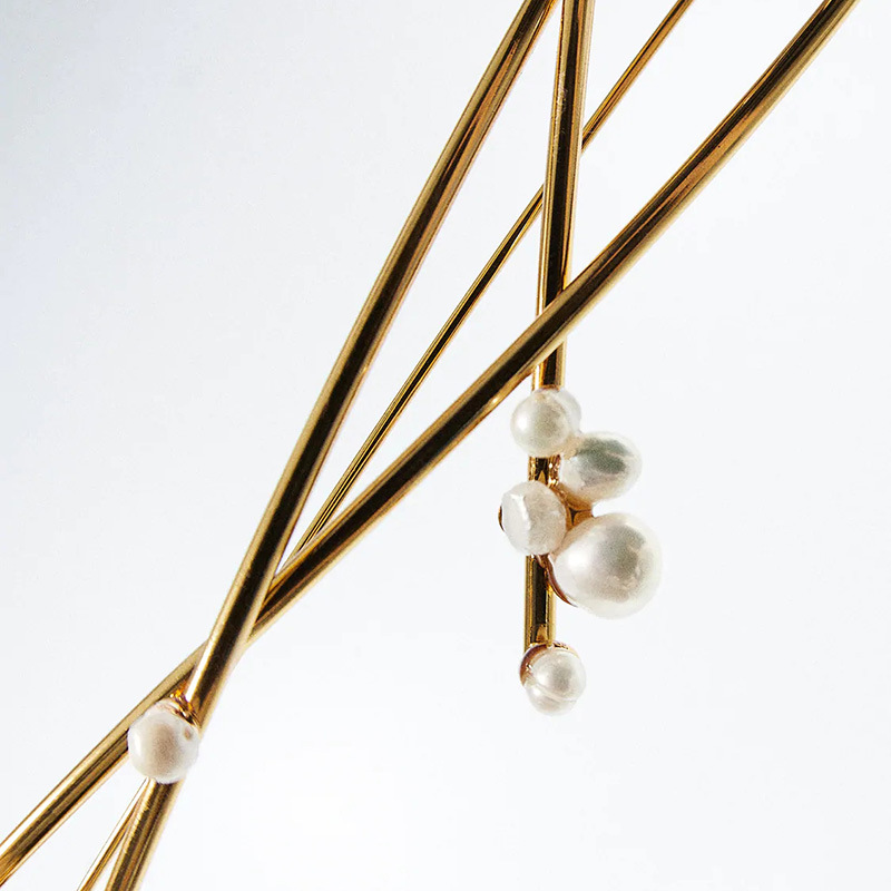 Pearl Geometric Brooch