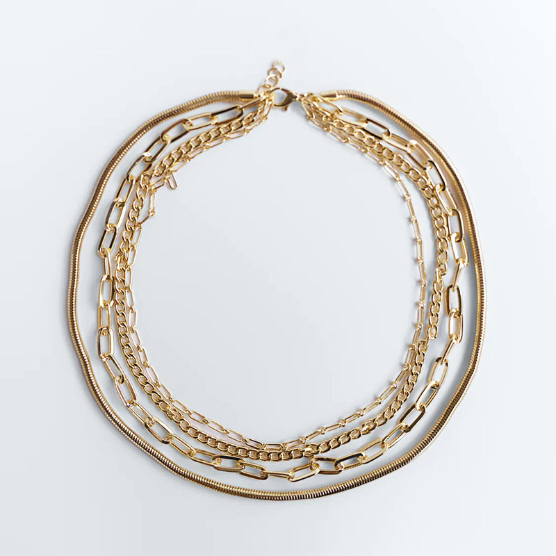 Metal Multi-Layer Personality Punk Style Necklace Europe And America Trend Creative Cross-Border Gothic Pendant Jewelry