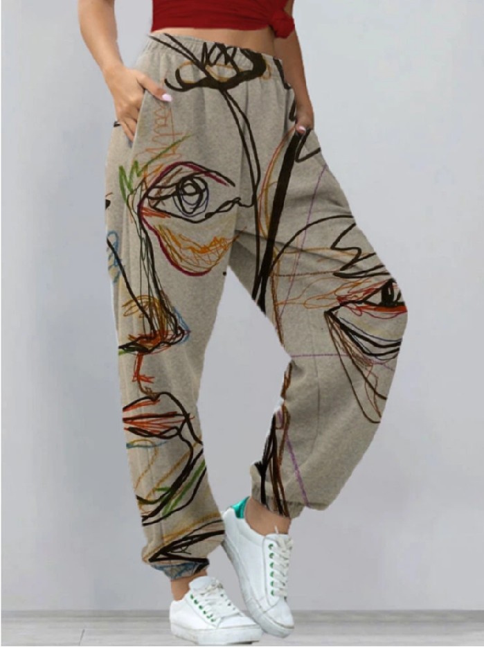 Title 3, European And American Ladies Printed Sweatpants