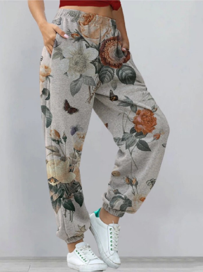 Title 2, European And American Ladies Printed Sweatpants