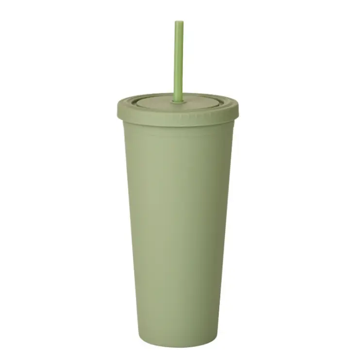 Double-Layer Plastic Straw Cup 24OZ Coffee Cup