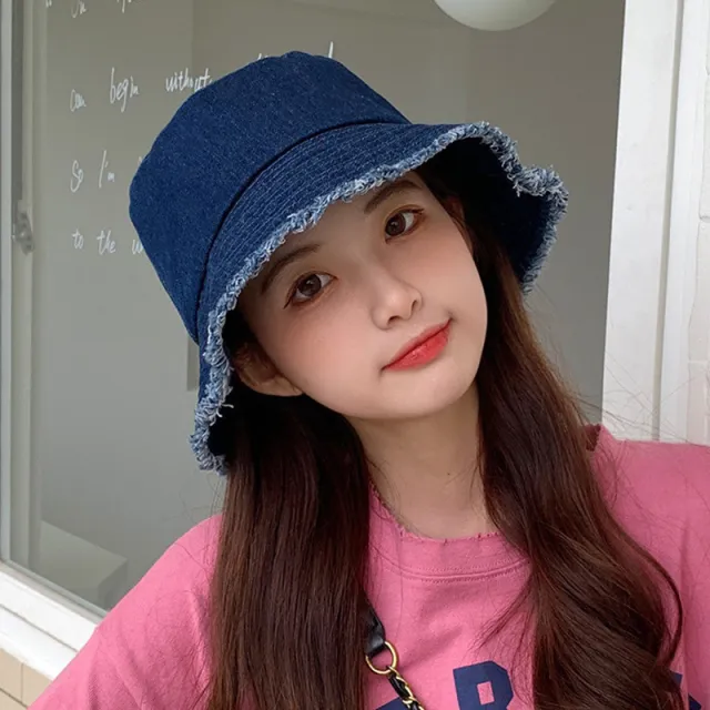 Old Washed Denim Fisherman Hat Women Casual Fashion All match Navy - Shop at LoveMi