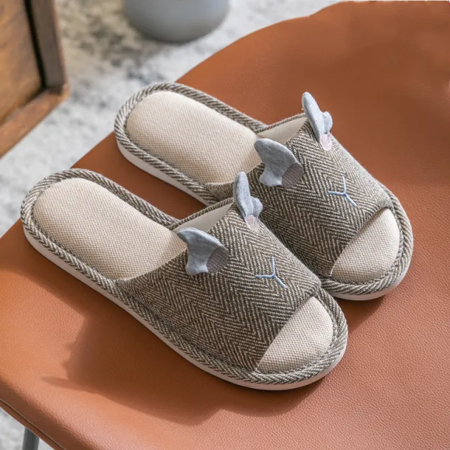 Flax Slipper Female Spring And Autumn Indoor Couple Home With Lovely Antiskid Cotton Hemp Home Pair Of Slippers Summer Man Four Seasons Grey - Shop at LoveMi