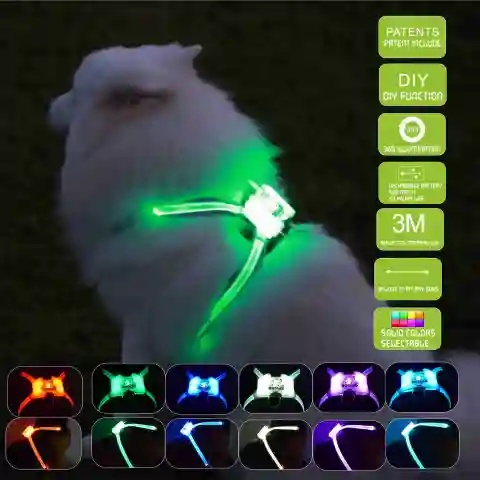 Led Pet Dog Luminous Collar Usb Rechargeable Silicone Dog