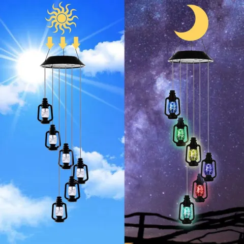 Changing Solar Powered Lanterns Wind Chime Mobile LED Light