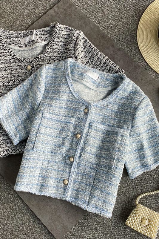 Women'S Short-Sleeved Jacket Korean Style Loose Retro Hong Kong Flavor Wild