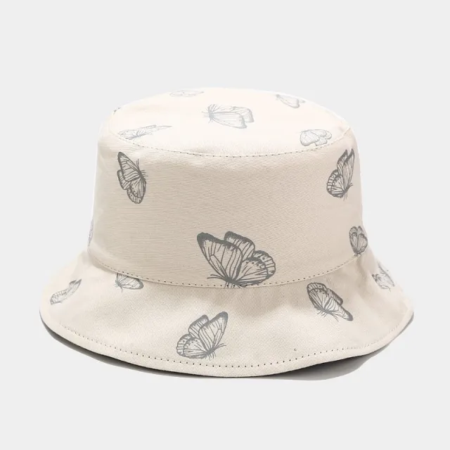 Summer Street Double Sided Butterfly Fisherman Hat Korean Outdoor Sun Hat Beige - Shop at LoveMi