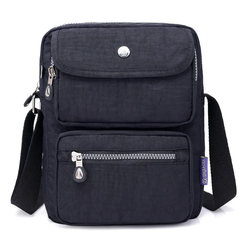 Lightweight Waterproof Nylon Small Bag Women Large Capacity Multi-pocket Single Shoulder - Black