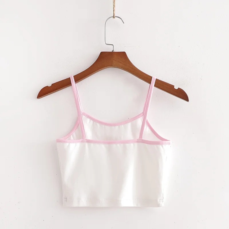 Women's Daisy Embroidery Short Striped Camisole Vest