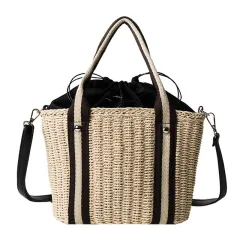 New Korean Style Vacation Female Bag One-Shoulder Straw Bag - Beige - View 1