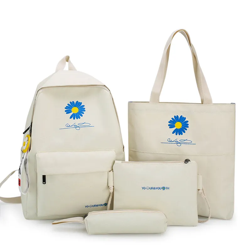 The New Middle School Student Schoolbag Girl Korean Style Small - Beige
