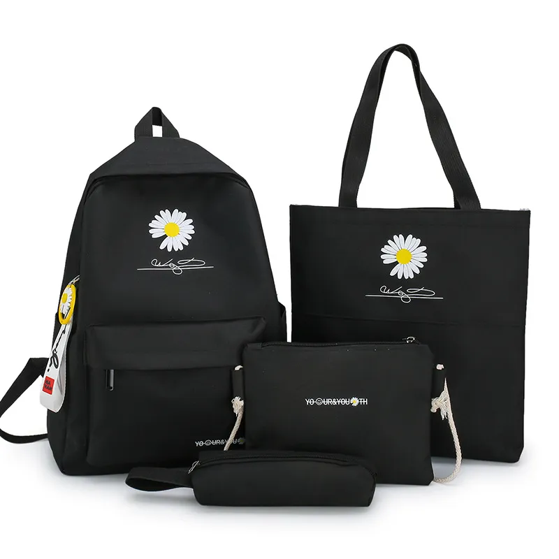 The New Middle School Student Schoolbag Girl Korean Style Small - Black