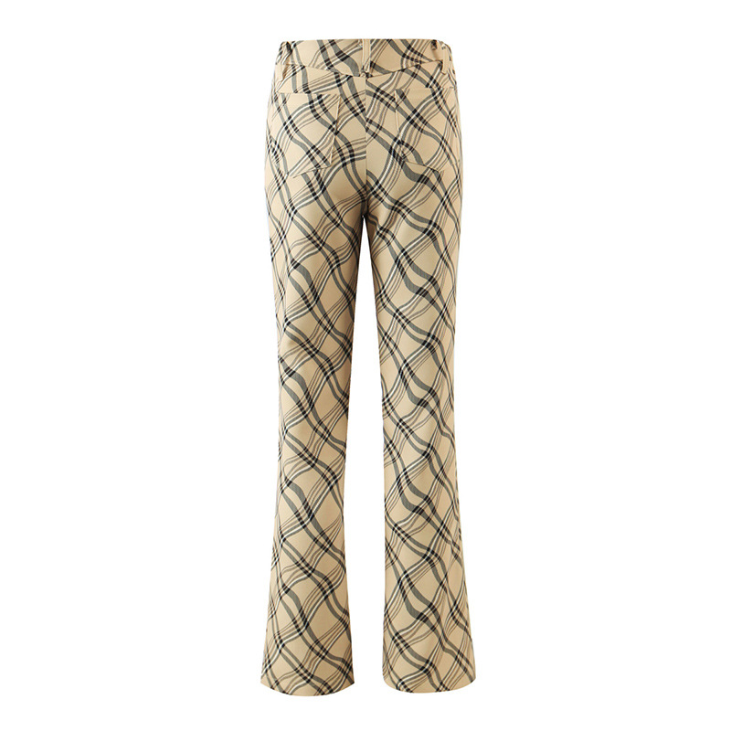 Title 5, American Retro High-Waisted Plaid Trousers Fema...