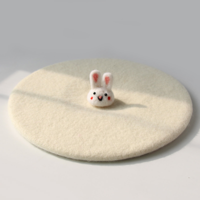 Cute rabbit autumn and winter painter hat Milky White - Shop at LoveMi